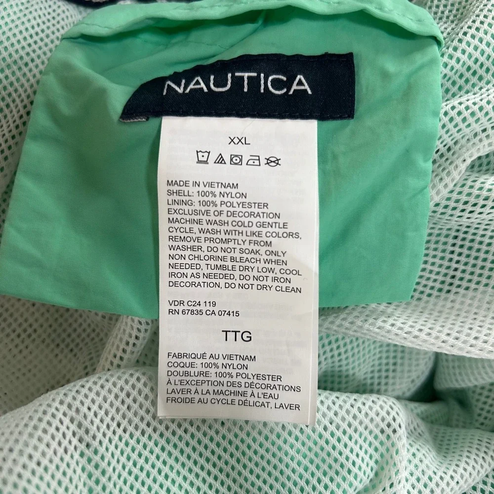 Nautica Swim Trunks T91000 Mens XXL Mint Sprig Nylon Beachwear Prep